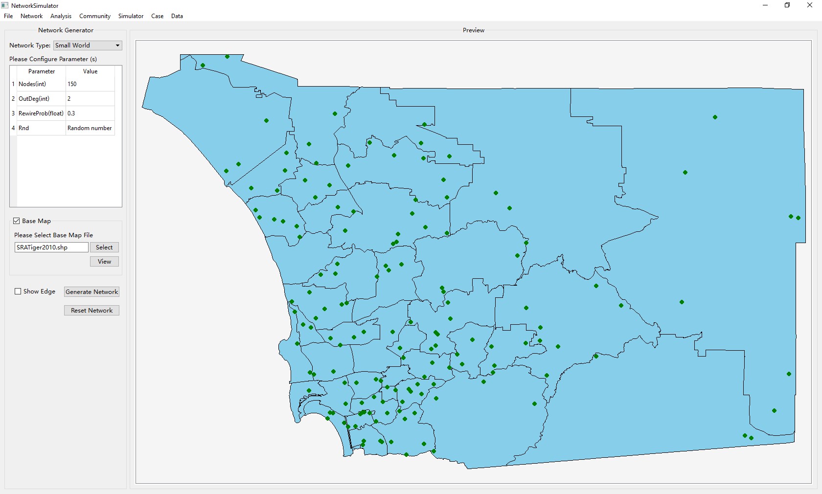  Interface after a network is generated